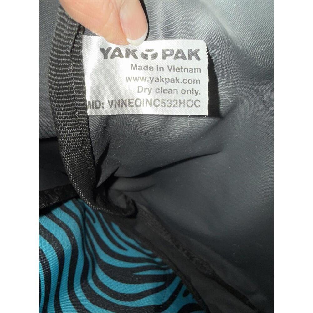 Yak Pak Turquoise& Black Zebra Print Laptop Book Bag Travel Shoulder Strap Bag - Picture 10 of 10
